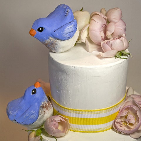 Blue Birds on Blue Bird Cake Topper By Danceswithclay On Etsy