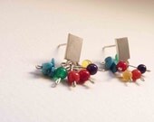 Small Multicolor earrings - Sterling silver, colorful gemstone