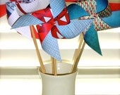 PINWHEELS  Independence Day Stars and Stripes 4th of July 6 Large Twirlable Pinwheels Table Patriotic Decorations