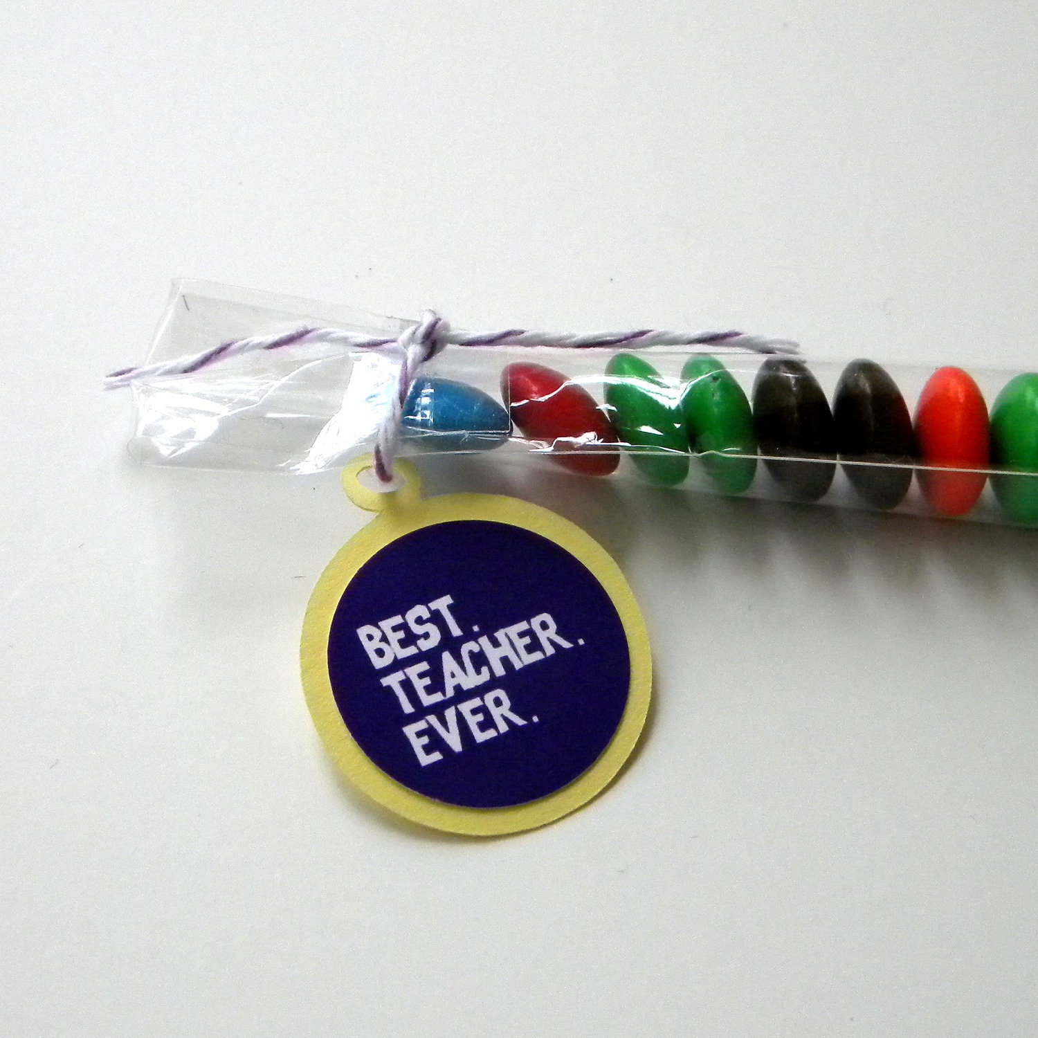 Teacher Candy Treat Bag Favors - Set of 12, Best Ever, Purple, Yellow