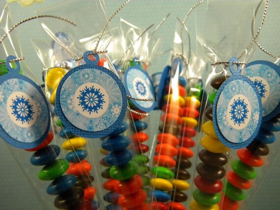 Blue Snowflakes - Candy Treat Bag Favors Set of 12, Winter Holiday Il_570xn