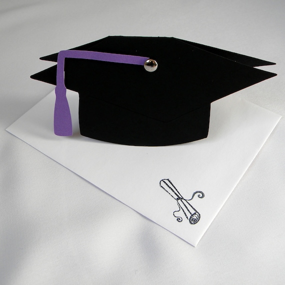 Graduation Card - Black Cap, Customize in your School Colors, Personalized Il_570xn