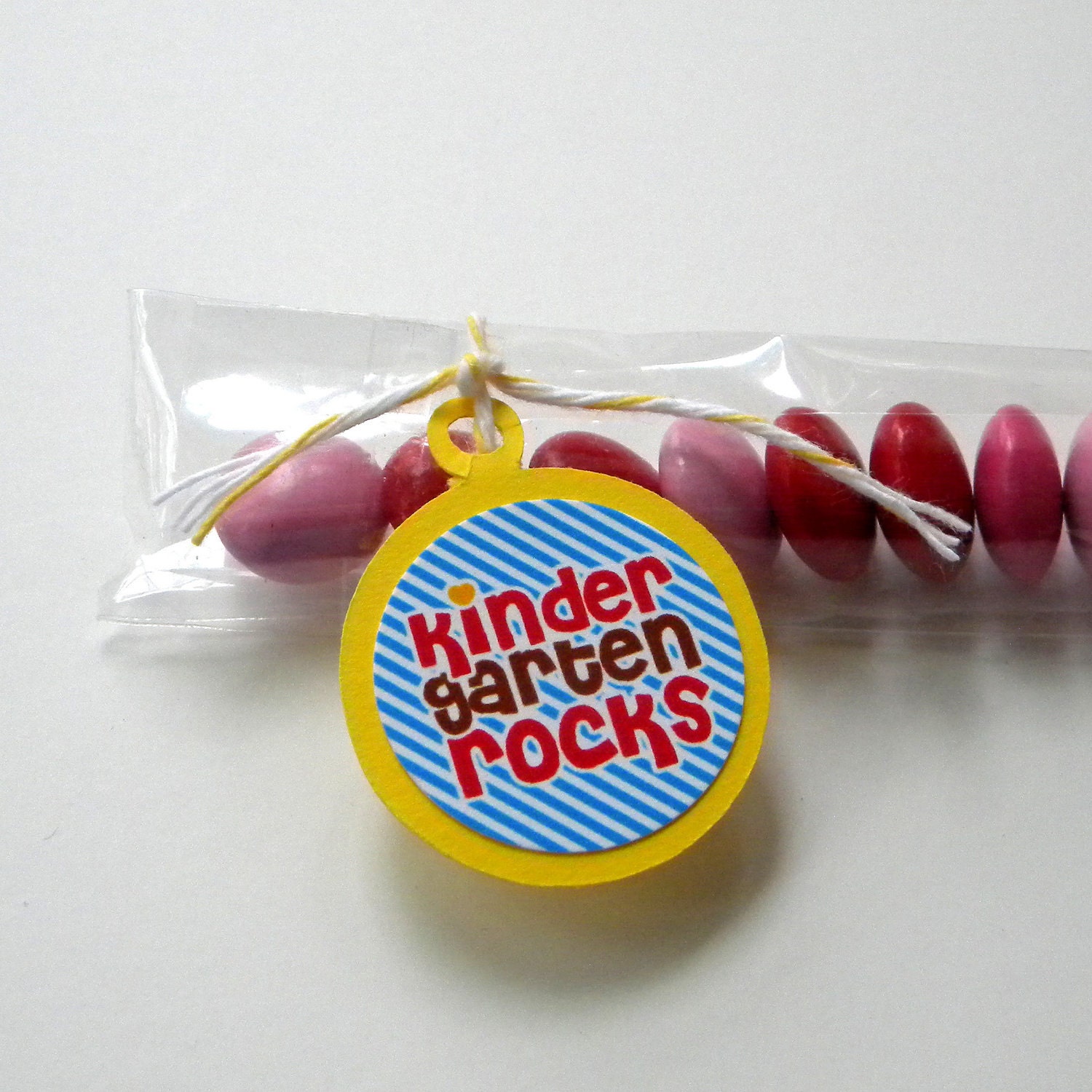 Kindergarten Rocks Party Favors, School Candy Treat Bags, Set of 12, Stripes, Red, Yellow, Blue Il_570xn