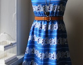 Beautiful Blue Stripe Lace Detail BoHo Cotton Dress / Handmade / Choose Your Size
