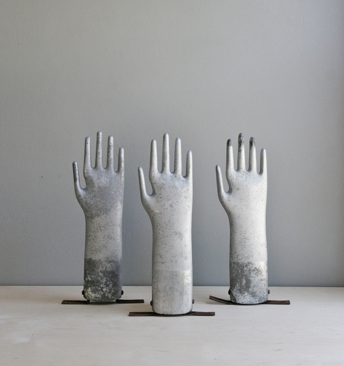 vintage industrial aluminum glove mold