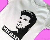 Hand Painted George Michael Baby Bodysuit or Kid's T-Shirt (pick your size) great baby shower gift - 1980s