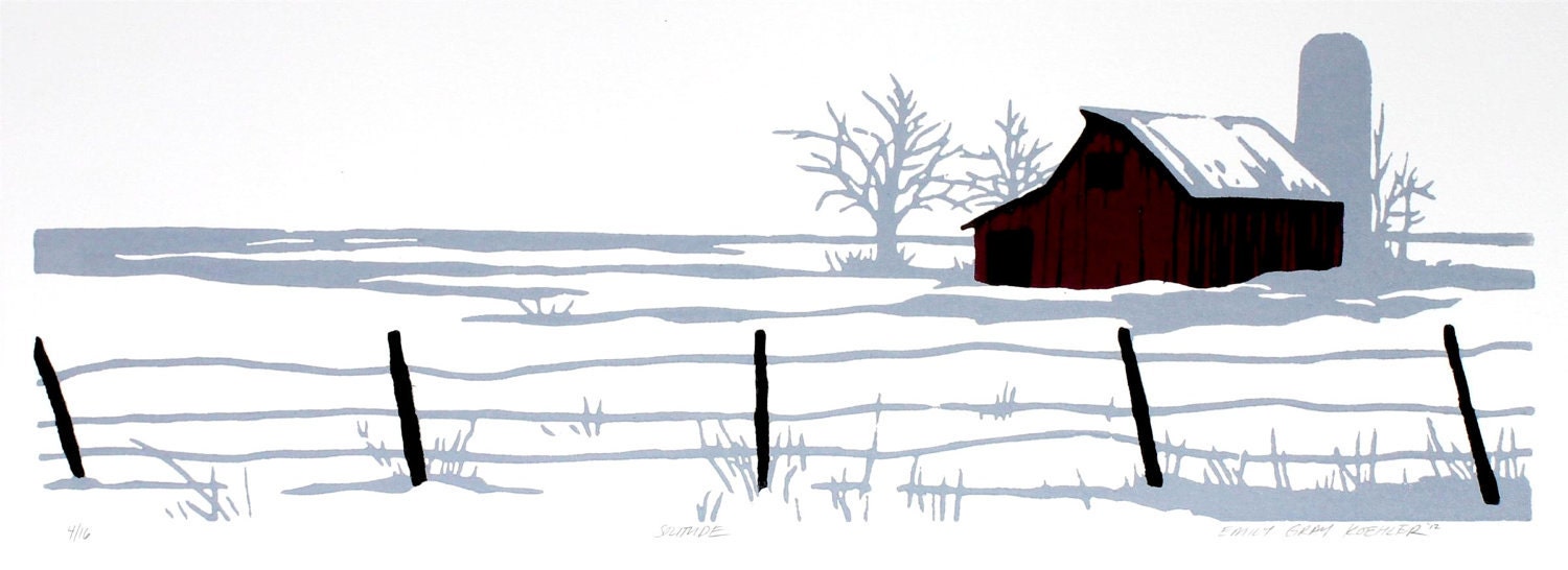 Solitude - Original Color-Reduction Woodcut
