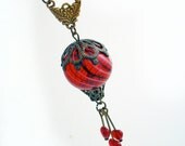 Beautiful Red Balloon - Hot Air Balloon with Hearts - Pendant Necklace Jewelry Jewellery