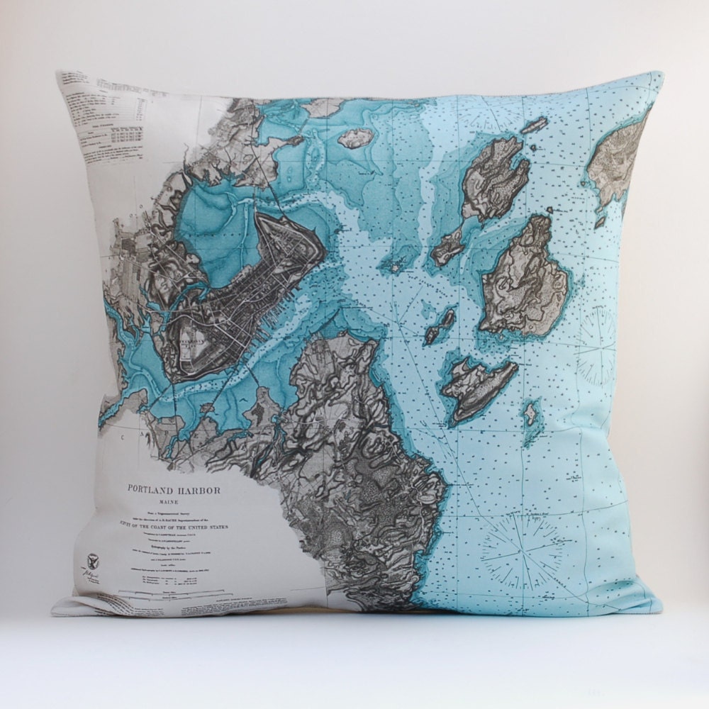 vintage PORTLAND map pillow DIY KIT, made to order 16x16 envelope-style