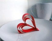 Hanging Paper Hearts - Red with Music Sheet Accents- Set of 6