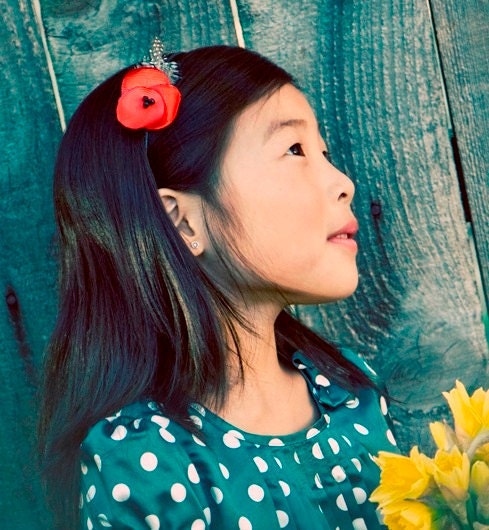 feather flower clip - you pick color and flower