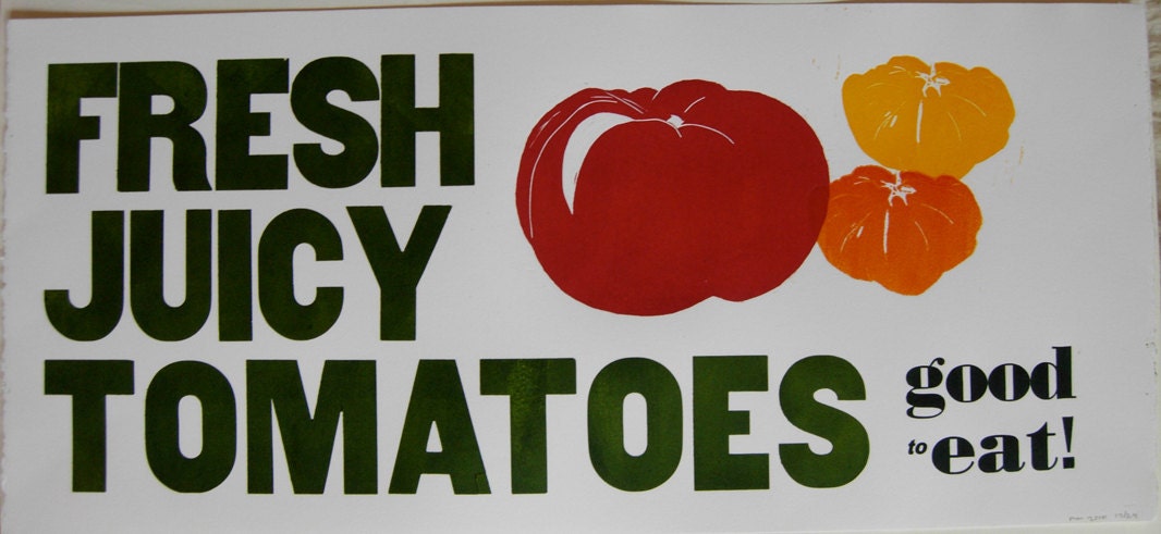 Tomatoes Letterpress Poster