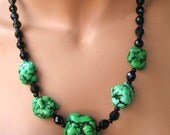 Turquoise & Black Crystal Necklace Kryptonite