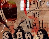 Music poster Pink Floyd fine art Mixed media   The wall  in brown red gold tones by Artistico Handmade Wall Decor giclee large print