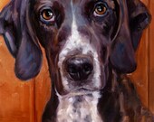 Hooked on Hounds, custom Pet Portrait Oil Painting by puci, 8x10"