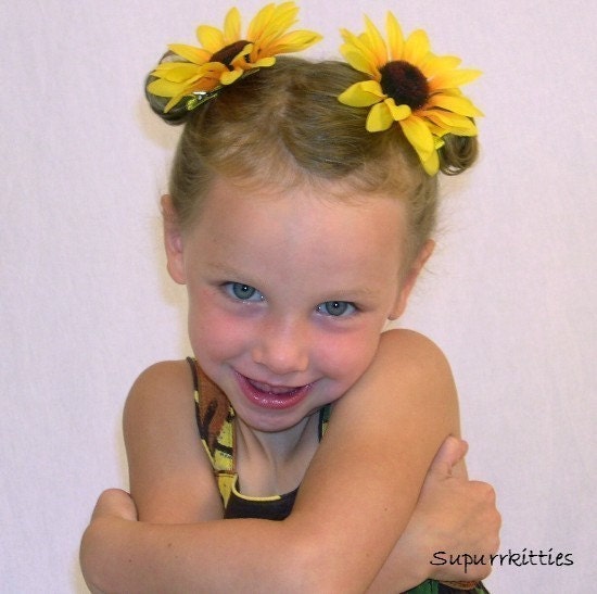 Sunflower Hair Flower Clips/Barrettes - Yellow Hair Clips - Toddler/Girl Hair Clips - Summer Fall Photo Prop