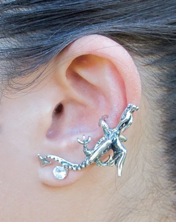 Silver Dragon Climber Ear Cuff by martymagic on Etsy