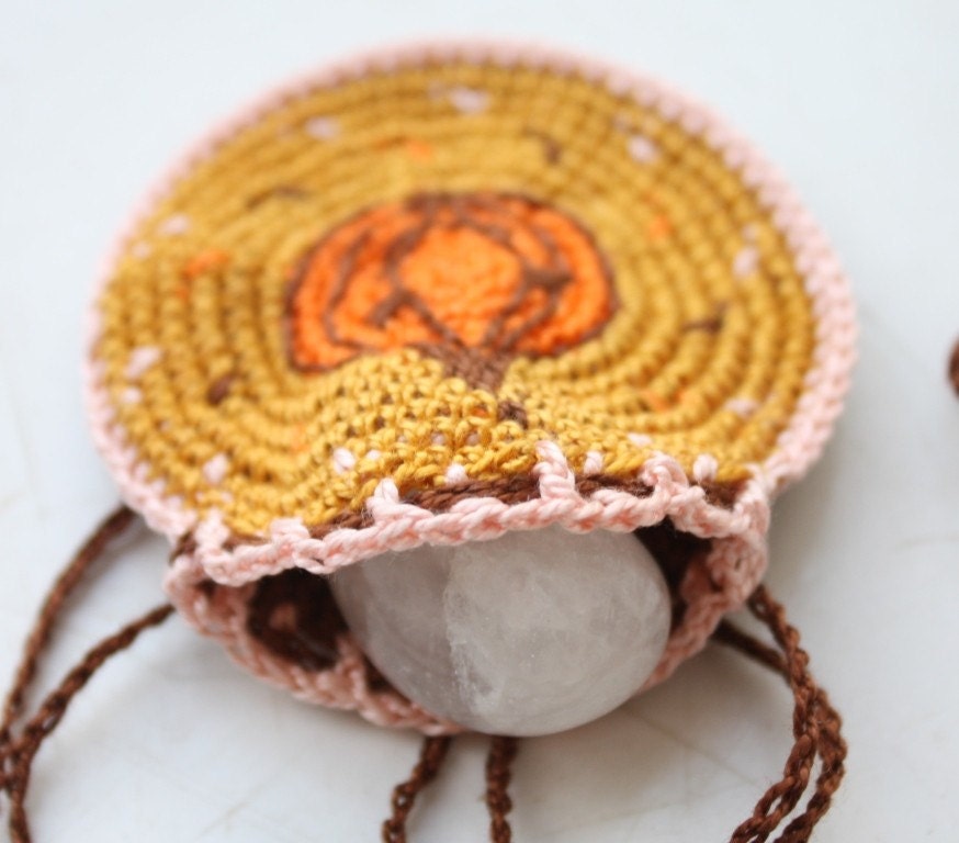 Drawstring Ring Organizer, Pumpkin, organic gift, handmade Coins Purse, Amulet Pendant, Tiny money purse, wedding ring holder