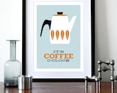 Cathrineholm poster print Catherineholm Mid century modern home art for kitchen coffee tea  - It's Coffee O'clock- Orange A3