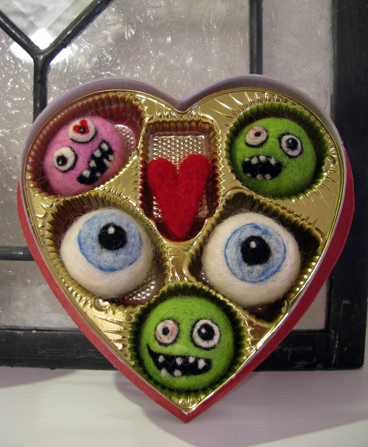 Zombie Valentine Candy - Needle Felted Gift of Love