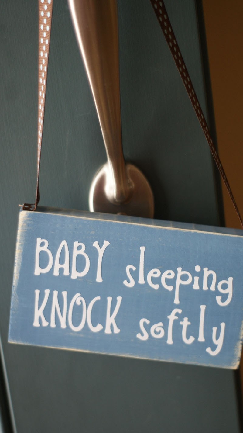 Baby Sleeping door hanger - wood sign