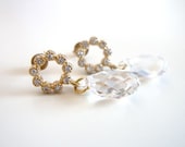 Bridal Jewelry - CZ and Swarovski Crystal Briolette Earrings - Gold