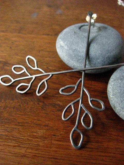 Winter Shadows earrings - oxidized sterling silver woodland Jewelry