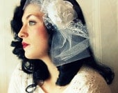 Wedding Hair Accessory - Bridal Fascinator with Tulle - Wedding Accessory - Vintage Inspired -Vintage Love