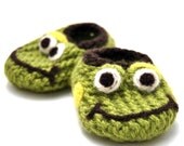 Wool Baby Frog Slippers, 0, 3 or 6 months