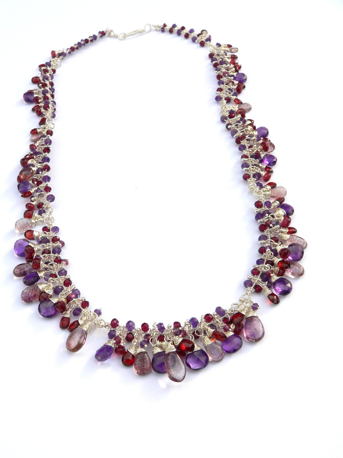 Amethyst, Garnet and Lepidocrosite Statement Necklace - One of a Kind - Tagt