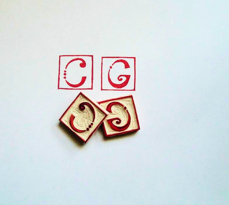 Spunky Initial Rubber Stamp, Hand carved, Square, Any Initial custom carved for you
