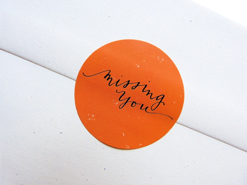 Envelope Seals - MISSING YOU - Bright Orange Stickers