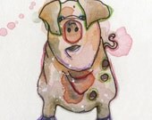 Pig Greeting Card // Blank Illustrated Animal Friendship Birthday Anniversary Mothers Day Gift Card 4" x 6"