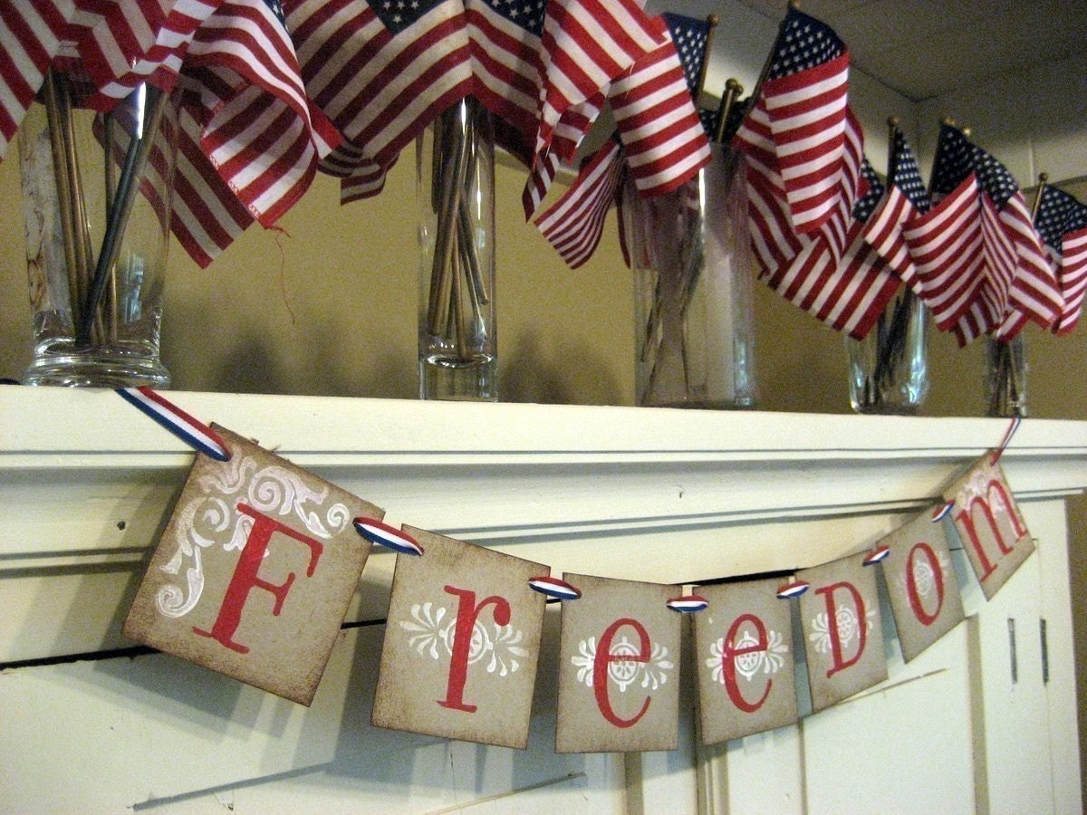 4th of July decoration FREEDOM Banner Il_570xn