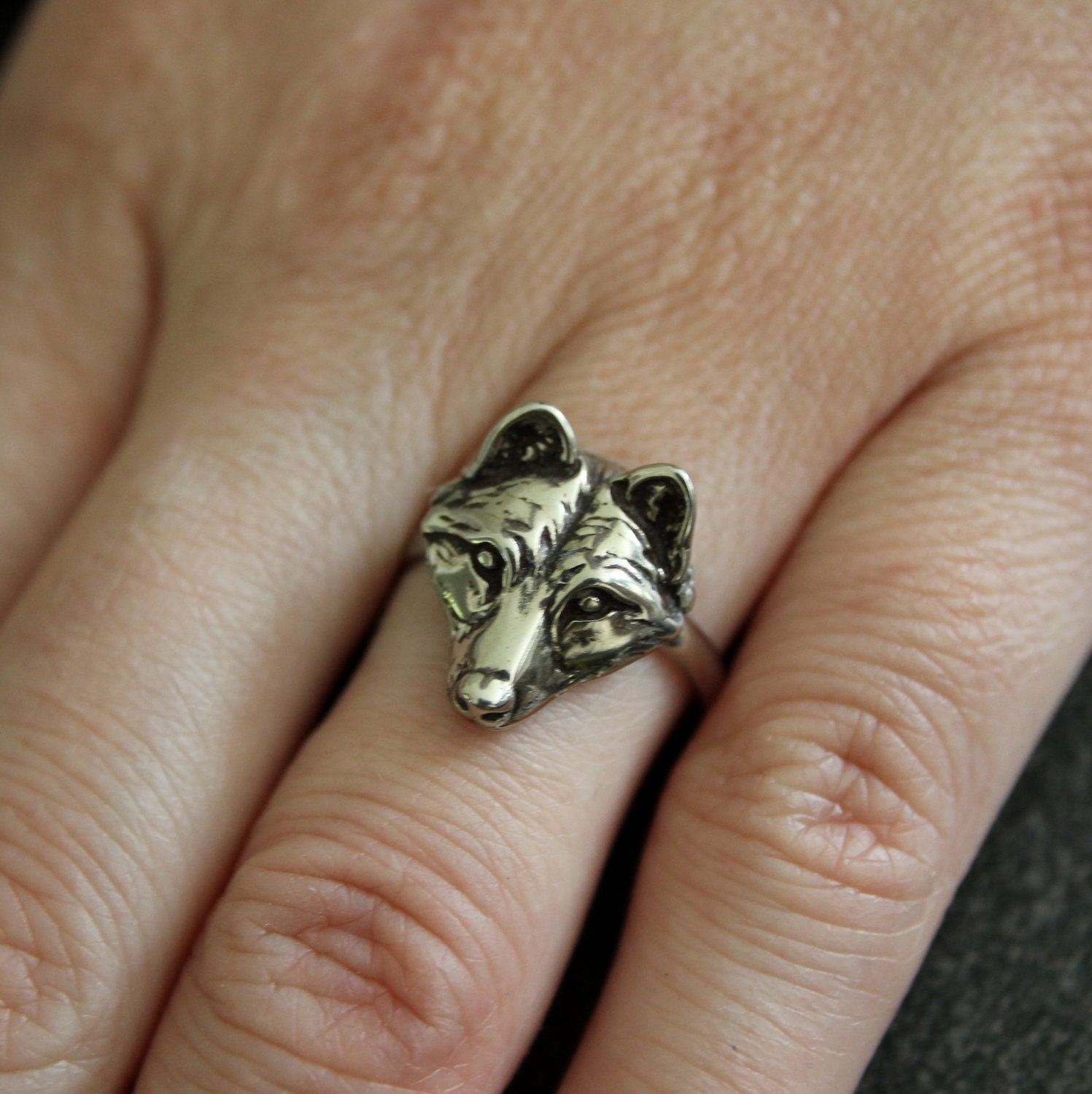 My Little Wolf Face Ring