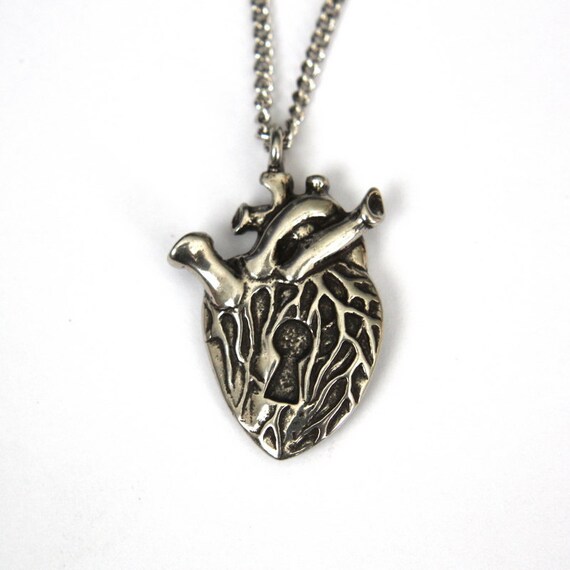 Silver Human Heart Necklace. with a Secret 015 by mrd74
