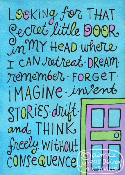Secret Door (5x7 doodle print)