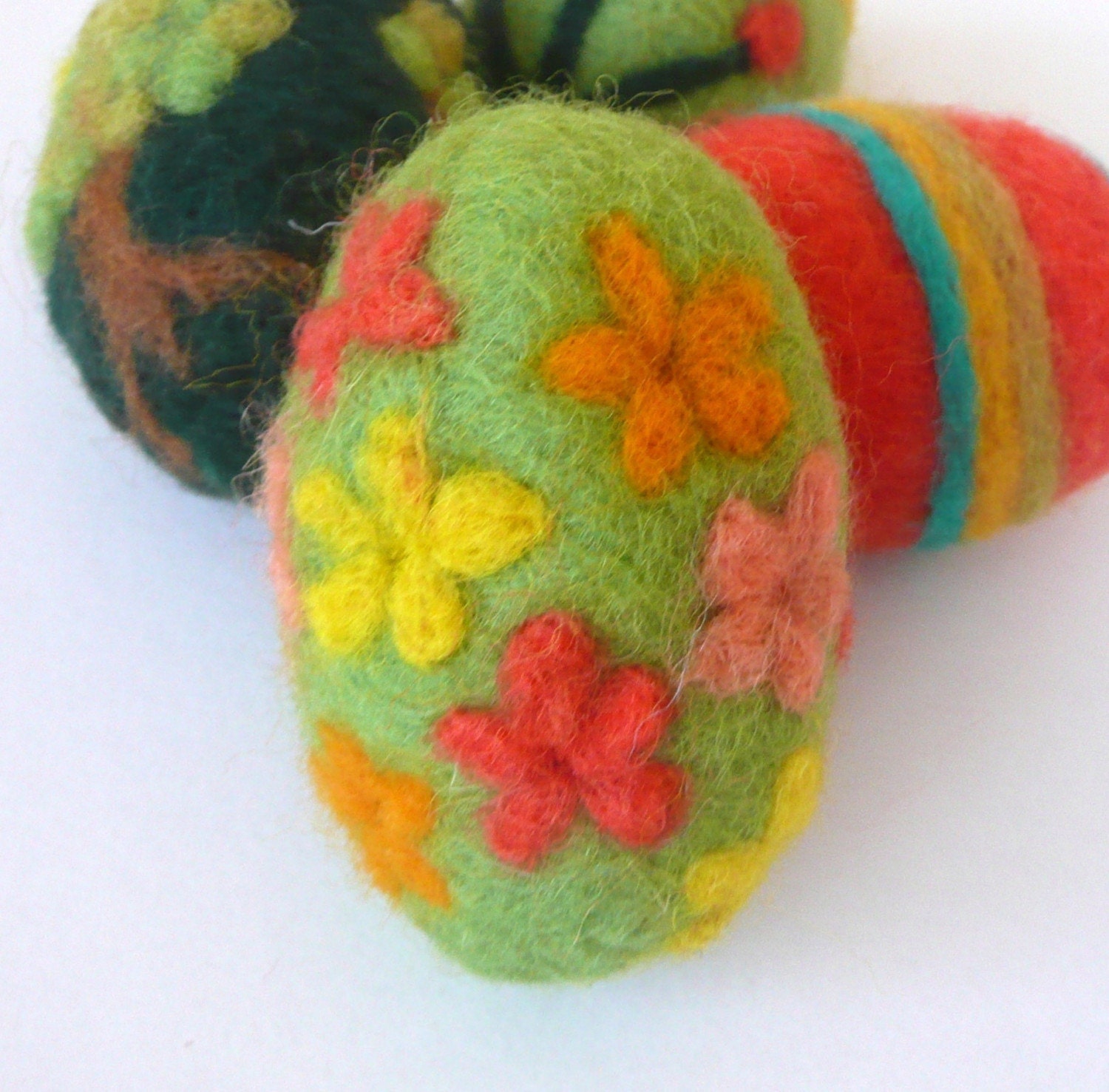 Easter Felted egg green flowers design decoration handmade lavender sachet felt wool Valentine gift ornament decor flower design
