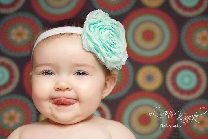 Aqua Mint Blue Turquoise Chiffon Fabric Flower Headband Rosette Wedding Bridal Women Toddlers - Boutique Vintage Shabby Chic Photography