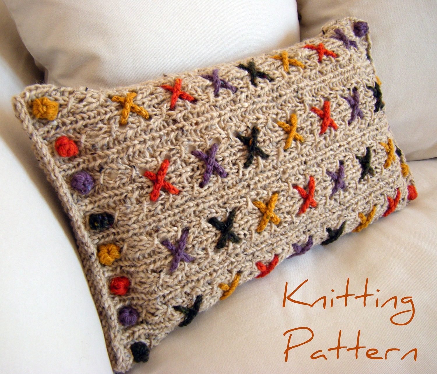 Instant Download PDF Knitting Pattern Cushion Pillow Cover