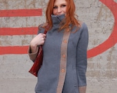 Urban Knit Jacket - Gray knit with wool houndstooth trim, Made-to-order in sizes S, M, L