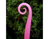 Hand Blown glass Fiddlestick - Pink (small) - Glass Garden Art