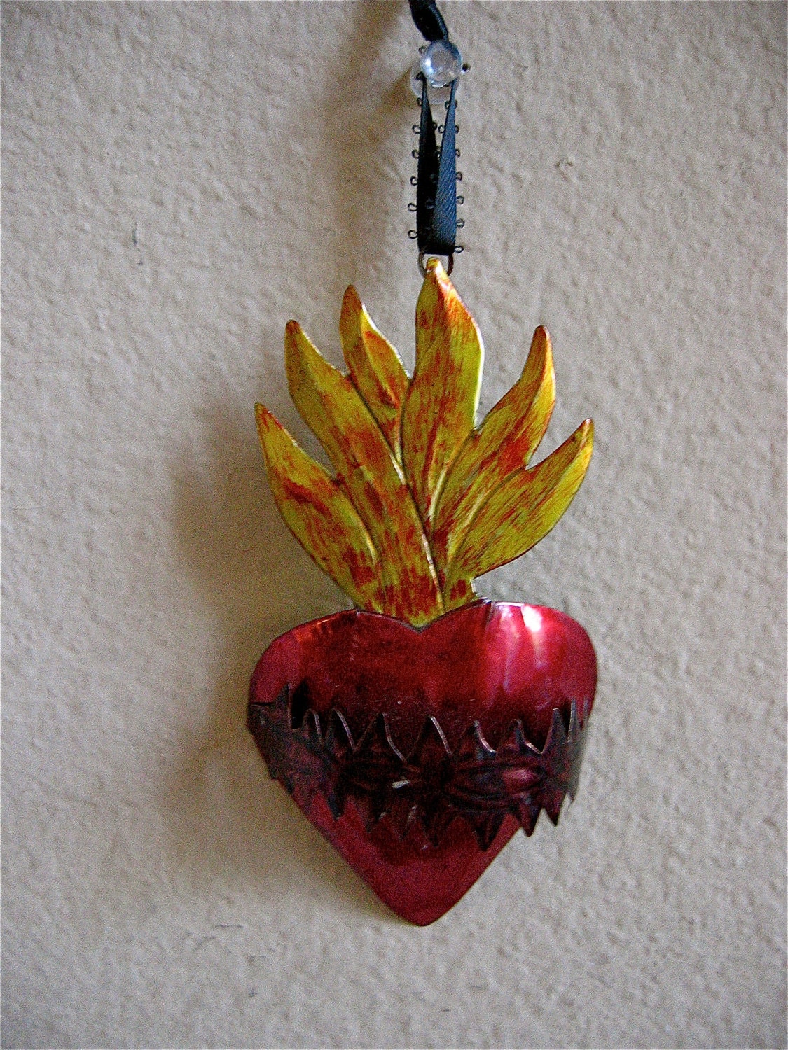 vibrant 3 d sacred heart mexican tin ornament by vibrant 3 d sacred heart mexican tin ornament by