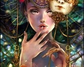 Brief Glimpse. Masquerade art print steampunk venetian fairy mask