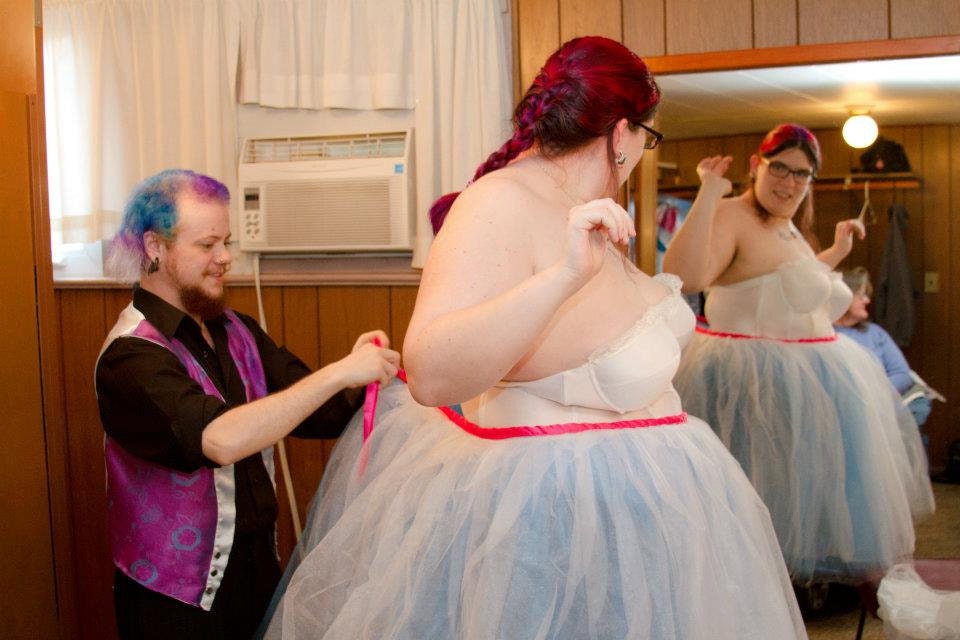 PLUS SIZE Fluffy Fairy Princess Ballerina Tutu/Crinoline, Blue and White Tulle w/pink satin ribbon waist band,(50in waist)