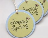 Happy Spring Tags - Set of 6 - Custom Colors Available - Spring Party Favor Tags Happy Spring Il_170x135