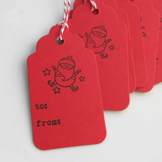 Santa Gift Tags To From - Set of 8 medium - Santa Tags Holiday Gift Tags Christmas Party Tags Il_570xn