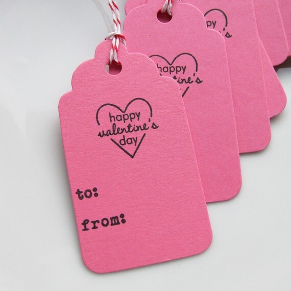 Happy Valentine's Day Tags Heart - Set of 8 - Custom Colors Available - Valentine Party Favor Tags Il_570xn