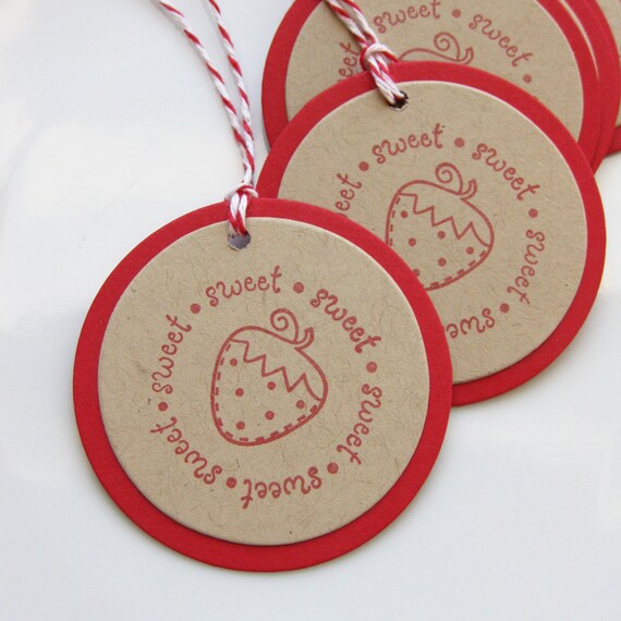 Strawberry Tags Sweet - Set of 6 - Sweet Strawberry Party Favor Tags Strawberry Birthday Tags Sweet Strawberry Il_570xn