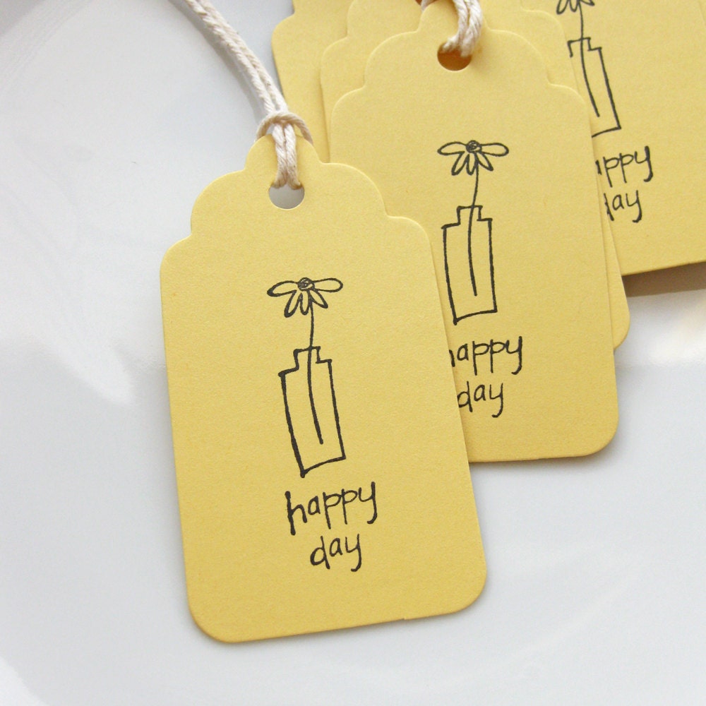 Happy Day Tags Flower - Set of 8 - Custom Colors Available - Bridal Shower Wedding Favor Tags Il_570xn